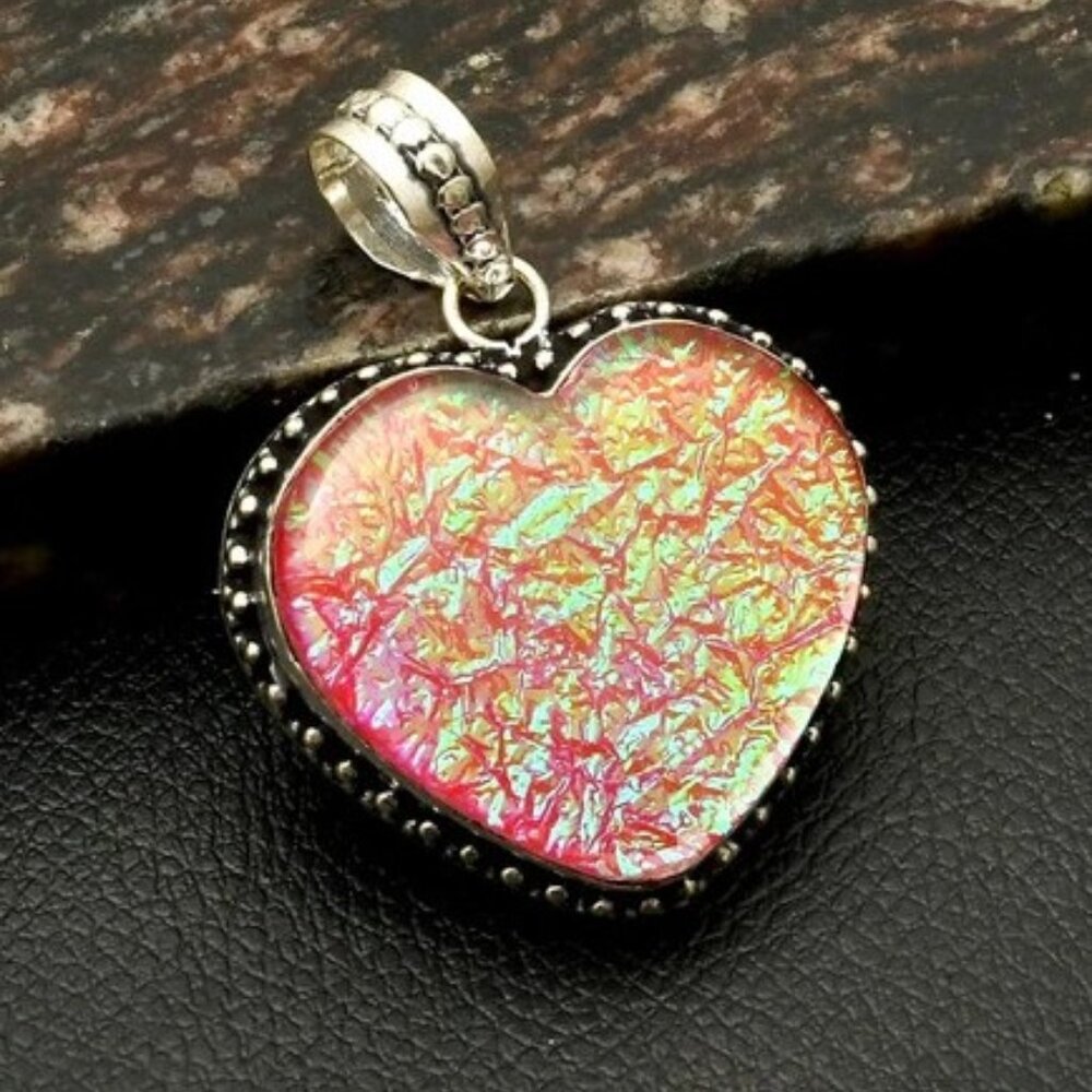 Triplet Opal Gemstone Sterling Silver Handmade Heart Pendant